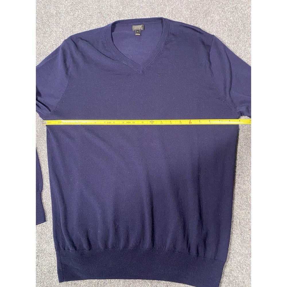 J Crew V-neck Sweater Mens L Preppy Blue 100% Merino Wool Lightweight Casual - Picture 4 of 7